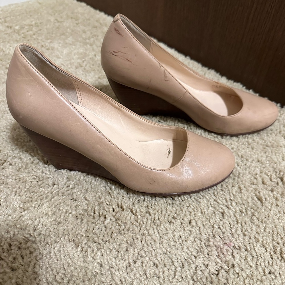 Cole Haan Leather Nude Wedge Heel